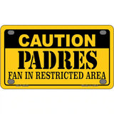 Caution Padres Fan Metal Novelty License Plate 4" x 2.2" (MLP)