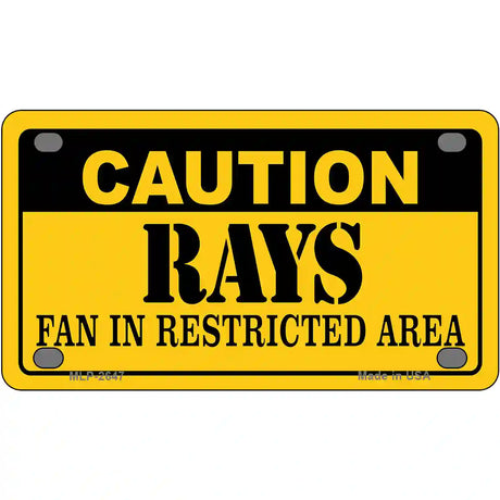 Caution Rays Fan Metal Novelty License Plate 4" x 2.2" (MLP)