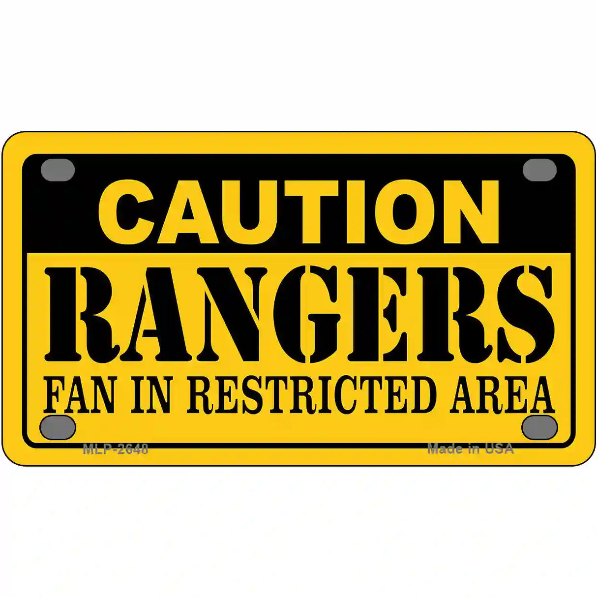 Caution Rangers Fan Metal Novelty License Plate 4" x 2.2" (MLP)