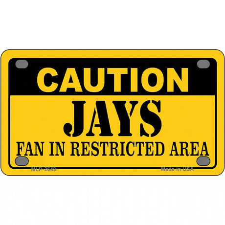 Caution Jays Fan Metal Novelty License Plate 4" x 2.2" (MLP)