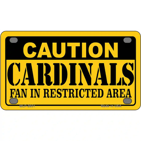 Caution Cardinals Fan Metal Novelty License Plate 4" x 2.2" (MLP)