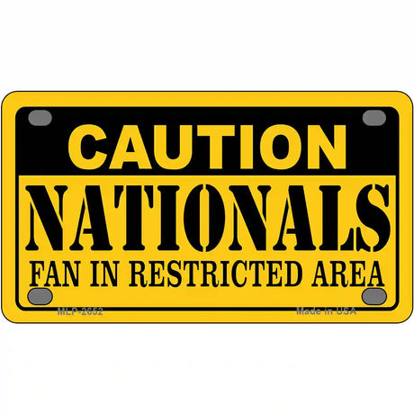 Caution Nationals Fan Metal Novelty License Plate 4" x 2.2" (MLP)