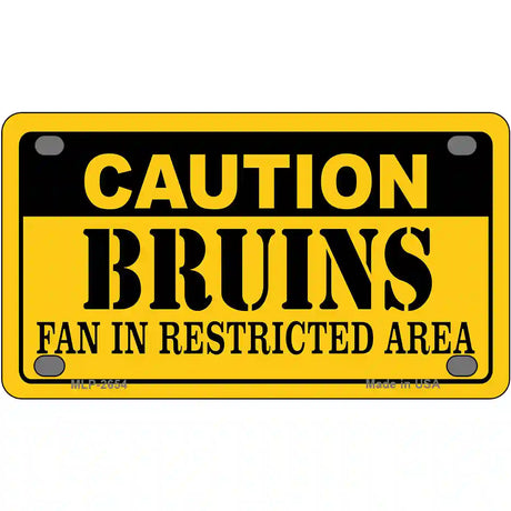 Caution Bruins Vanity Metal Novelty License Plate 4" x 2.2" (MLP)