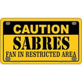 Caution Sabres Metal Novelty License Plate 4" x 2.2" (MLP)