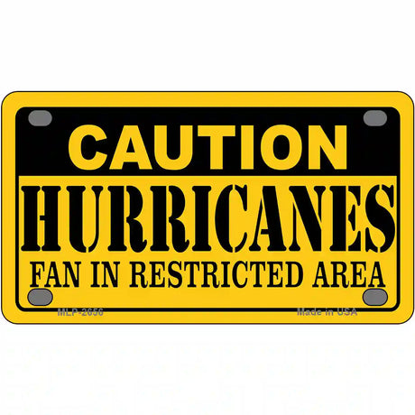 Caution Hurricanes Metal Novelty License Plate 4" x 2.2" (MLP)