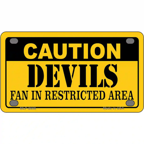 Caution Devils Metal Novelty License Plate 4" x 2.2" (MLP)