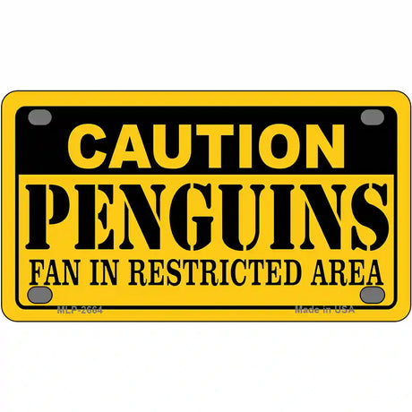 Caution Penguins Metal Novelty License Plate 4" x 2.2" (MLP)