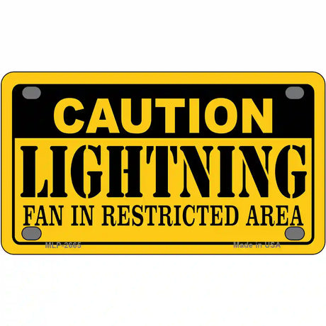 Caution Lightning Metal Novelty License Plate 4" x 2.2" (MLP)