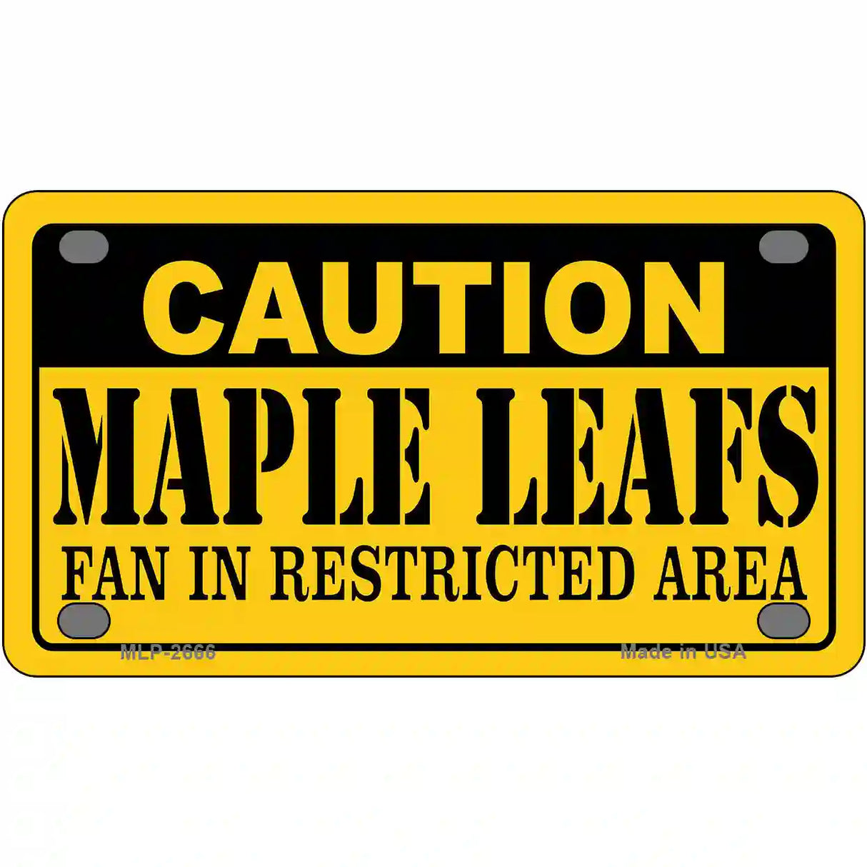 Caution Maple Leafs Metal Novelty License Plate 4" x 2.2" (MLP)