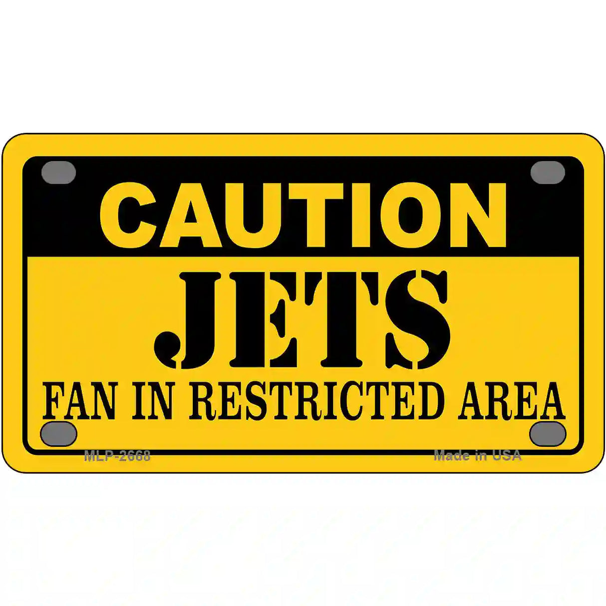 Caution Jets Hockey Metal Novelty License Plate 4" x 2.2" (MLP)