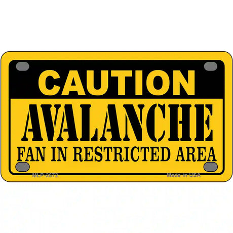 Caution Avalanche Metal Novelty License Plate 4" x 2.2" (MLP)