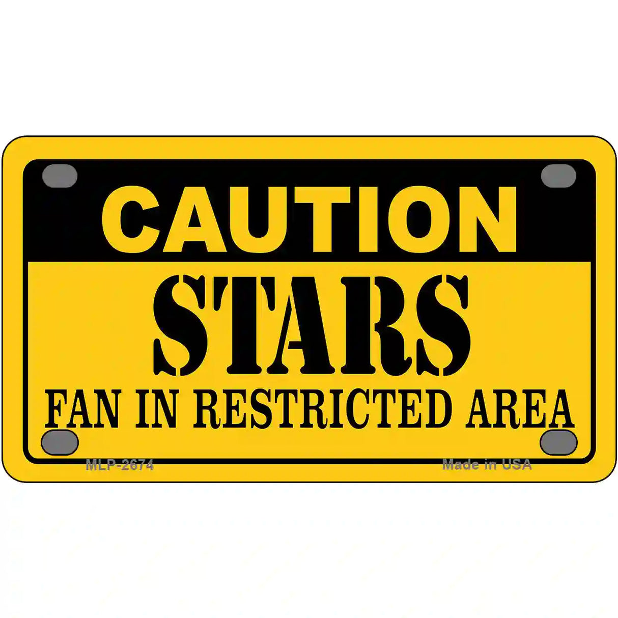 Caution Stars Metal Novelty License Plate 4" x 2.2" (MLP)