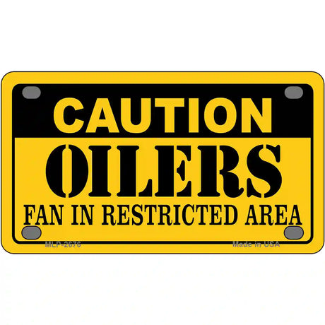 Caution Oilers Metal Novelty License Plate 4" x 2.2" (MLP)