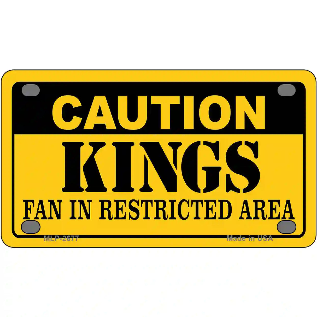 Caution Kings Metal Novelty License Plate 4" x 2.2" (MLP)