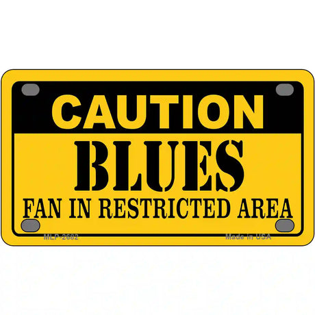 Caution Blues Metal Novelty License Plate 4" x 2.2" (MLP)