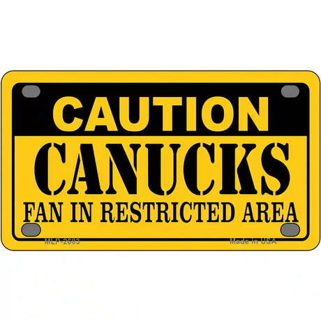 Caution Canucks Metal Novelty License Plate 4" x 2.2" (MLP)