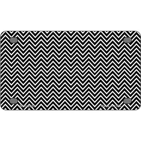 Black White Chevron Metal Novelty License Plate 4" x 2.2" (MLP)