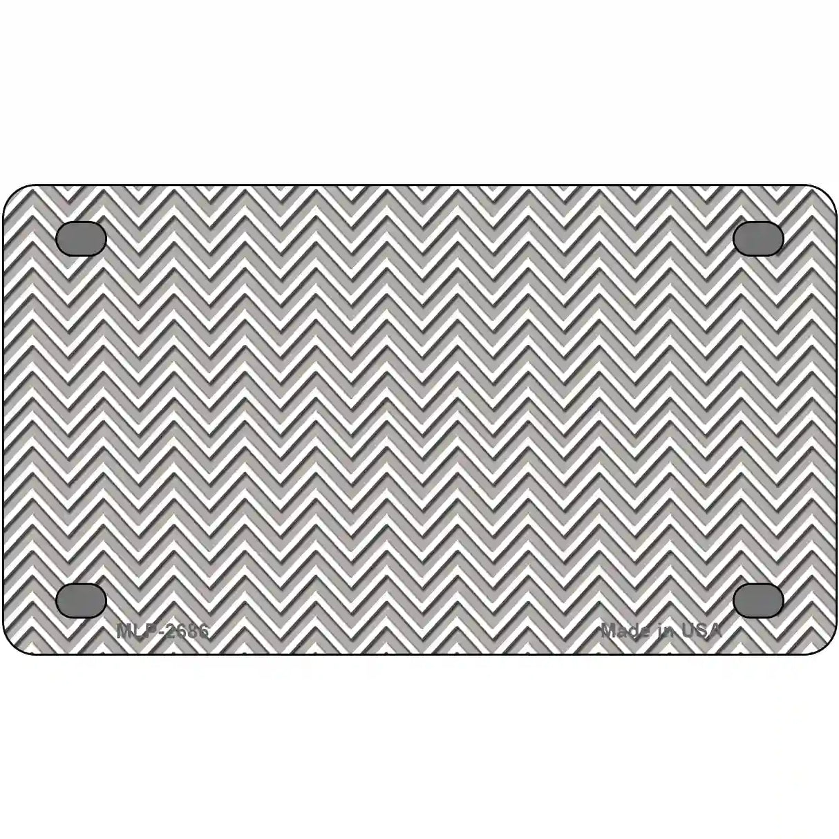 Grey White Chevron Metal Novelty License Plate 4" x 2.2" (MLP)