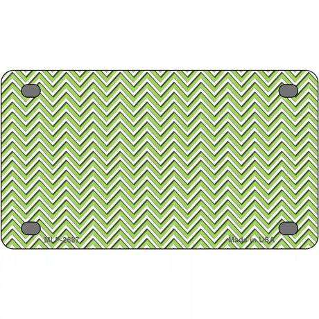 Lime Green White Chevron Metal Novelty License Plate 4" x 2.2" (MLP)