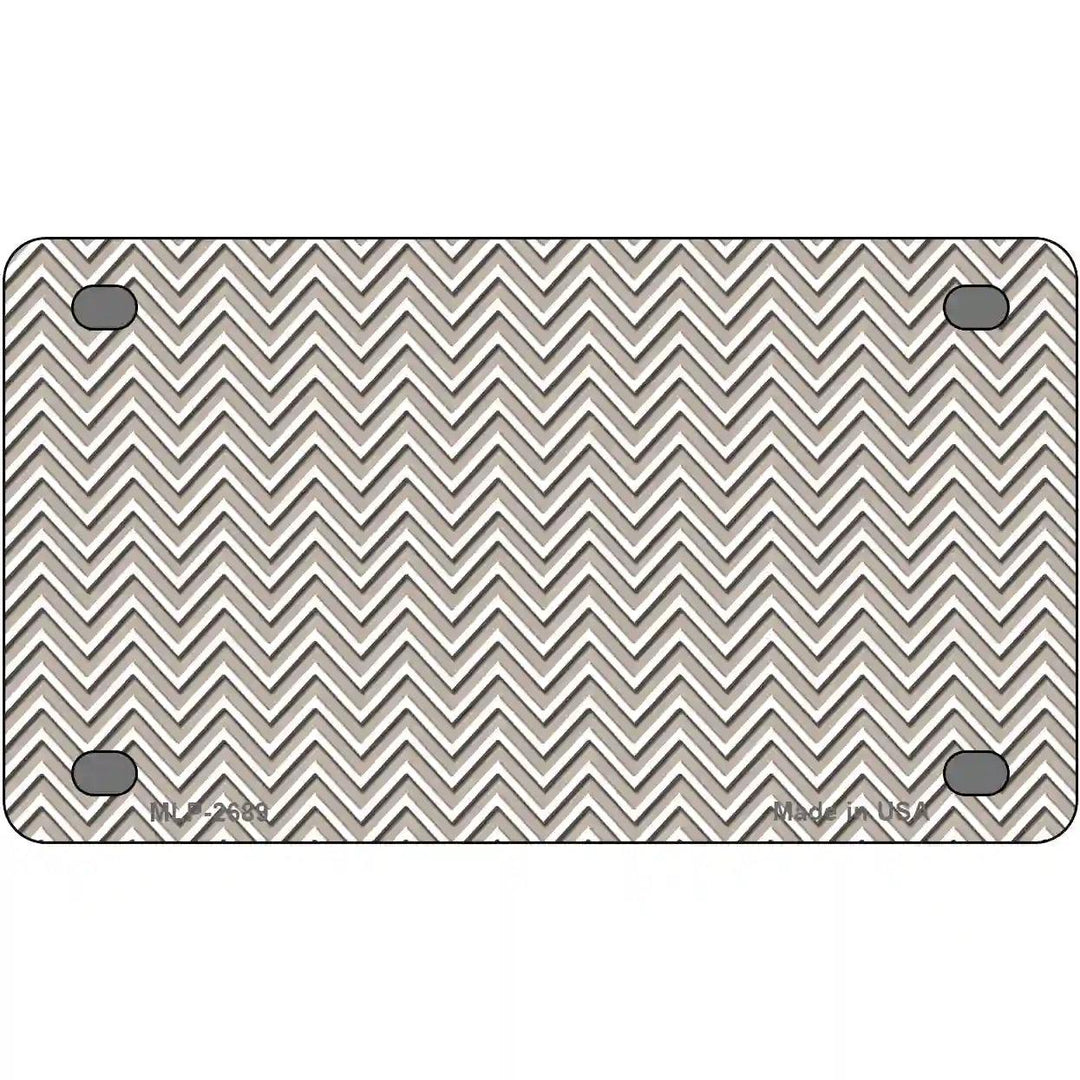 Tan White Chevron Metal Novelty License Plate 4" x 2.2" (MLP)