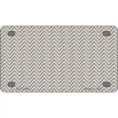 Tan White Chevron Metal Novelty License Plate 4" x 2.2" (MLP)