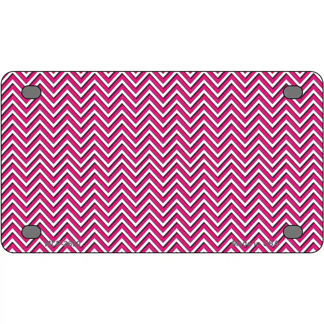 Pink White Chevron Metal Novelty License Plate 4" x 2.2" (MLP)