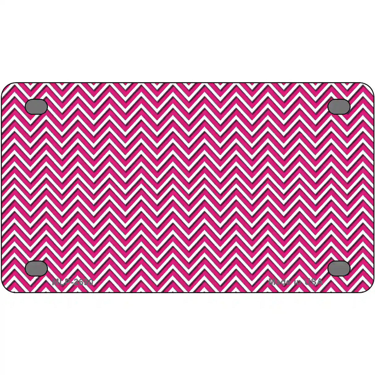 Pink White Chevron Metal Novelty License Plate 4" x 2.2" (MLP)