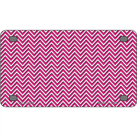 Pink White Chevron Metal Novelty License Plate 4" x 2.2" (MLP)