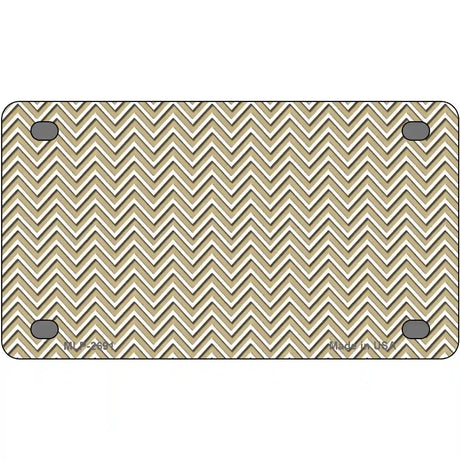 Gold White Chevron Metal Novelty License Plate 4" x 2.2" (MLP)