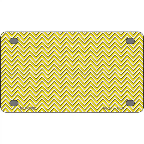 Yellow White Chevron Metal Novelty License Plate 4" x 2.2" (MLP)