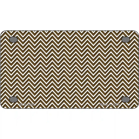 Brown White Chevron Metal Novelty License Plate 4" x 2.2" (MLP)