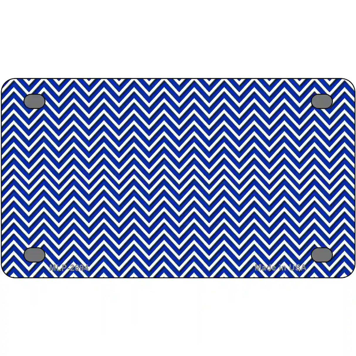 Blue White Chevron Metal Novelty License Plate 4" x 2.2" (MLP)