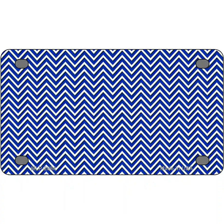 Blue White Chevron Metal Novelty License Plate 4" x 2.2" (MLP)