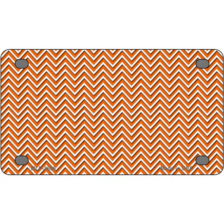 Orange White Chevron Metal Novelty License Plate 4" x 2.2" (MLP)