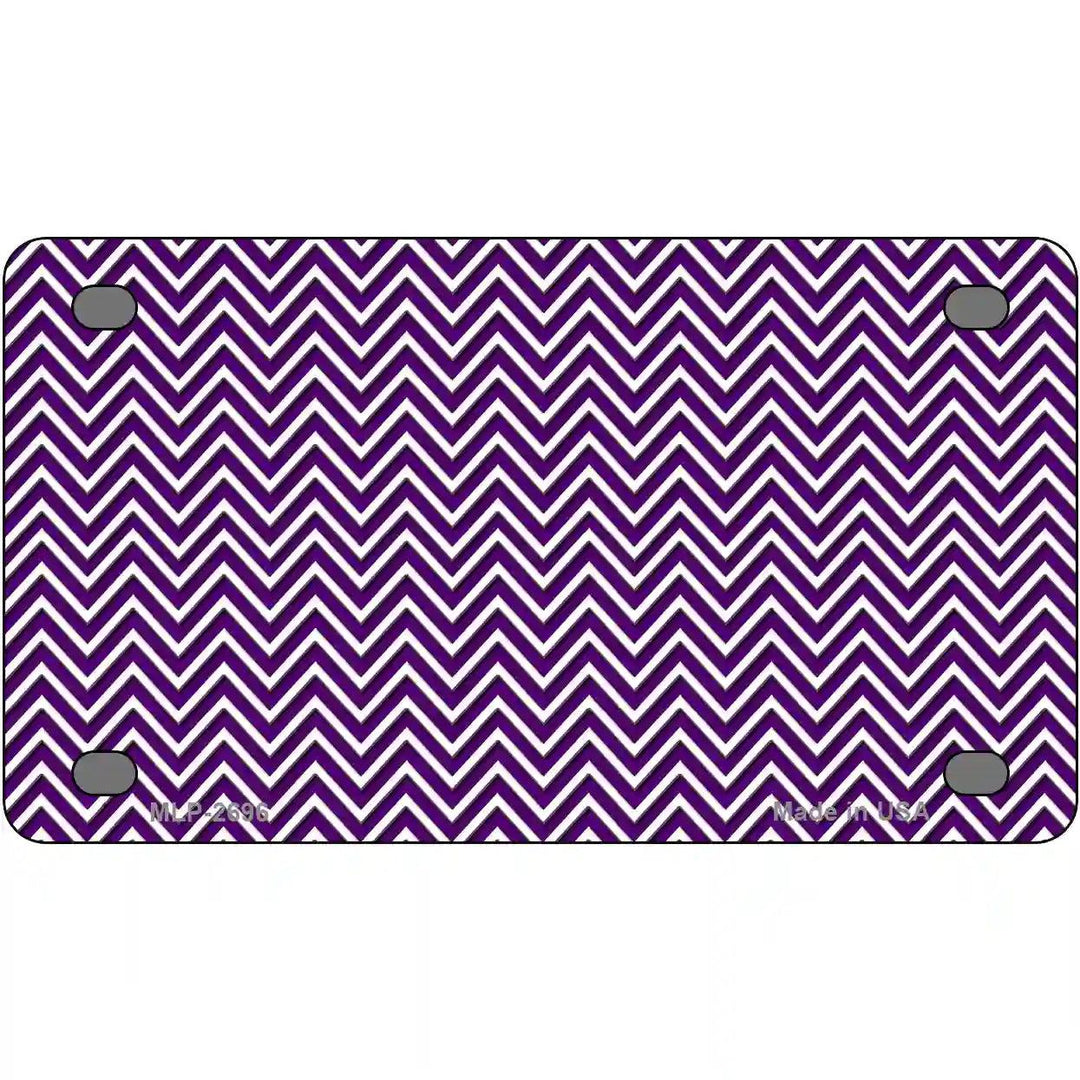 Purple White Chevron Metal Novelty License Plate 4" x 2.2" (MLP)