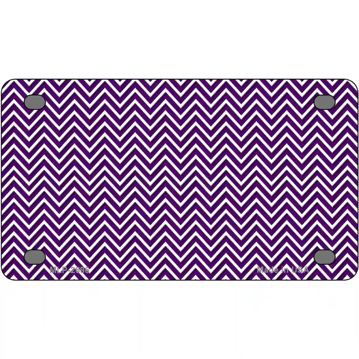 Purple White Chevron Metal Novelty License Plate 4" x 2.2" (MLP)