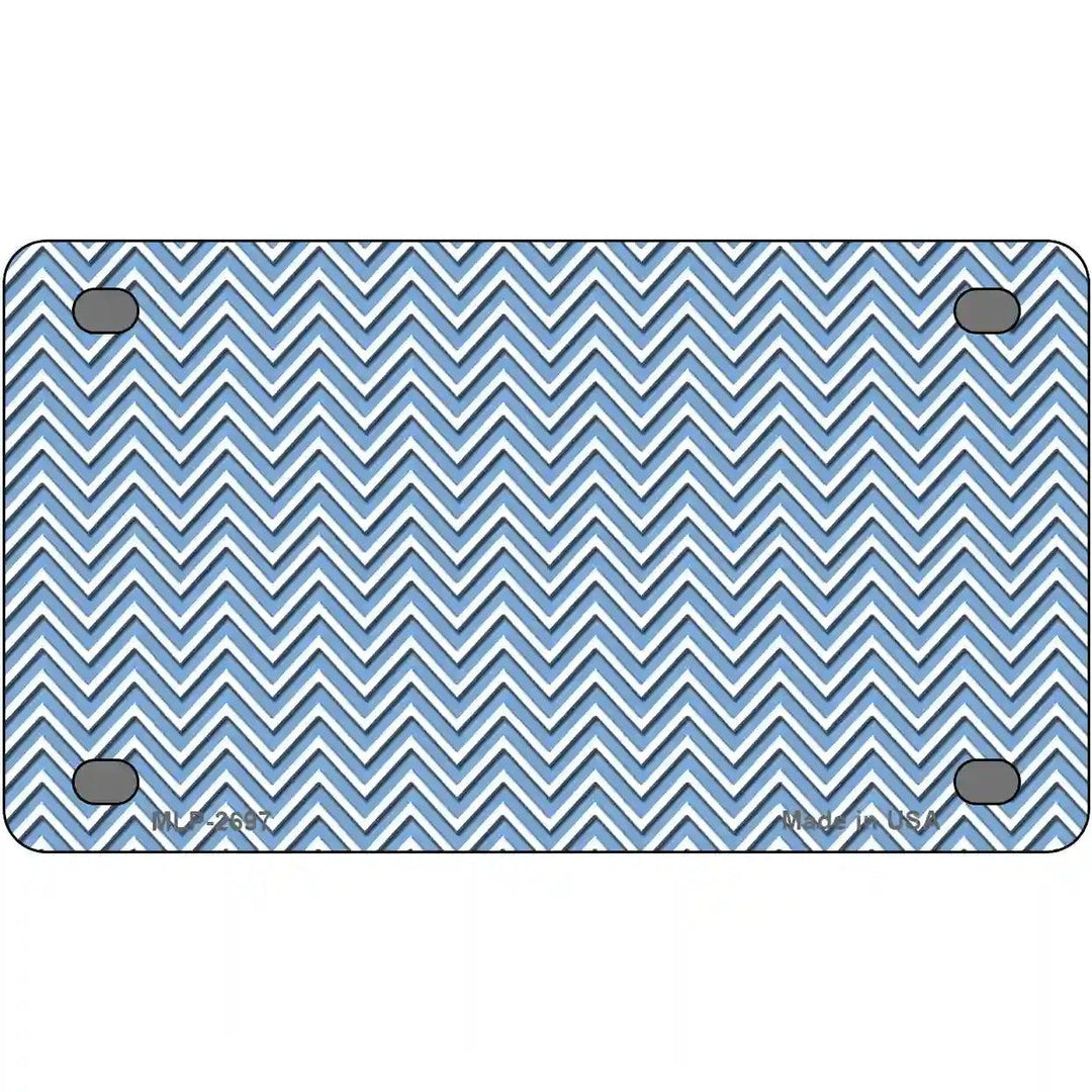 Light Blue White Chevron Metal Novelty License Plate 4" x 2.2" (MLP)