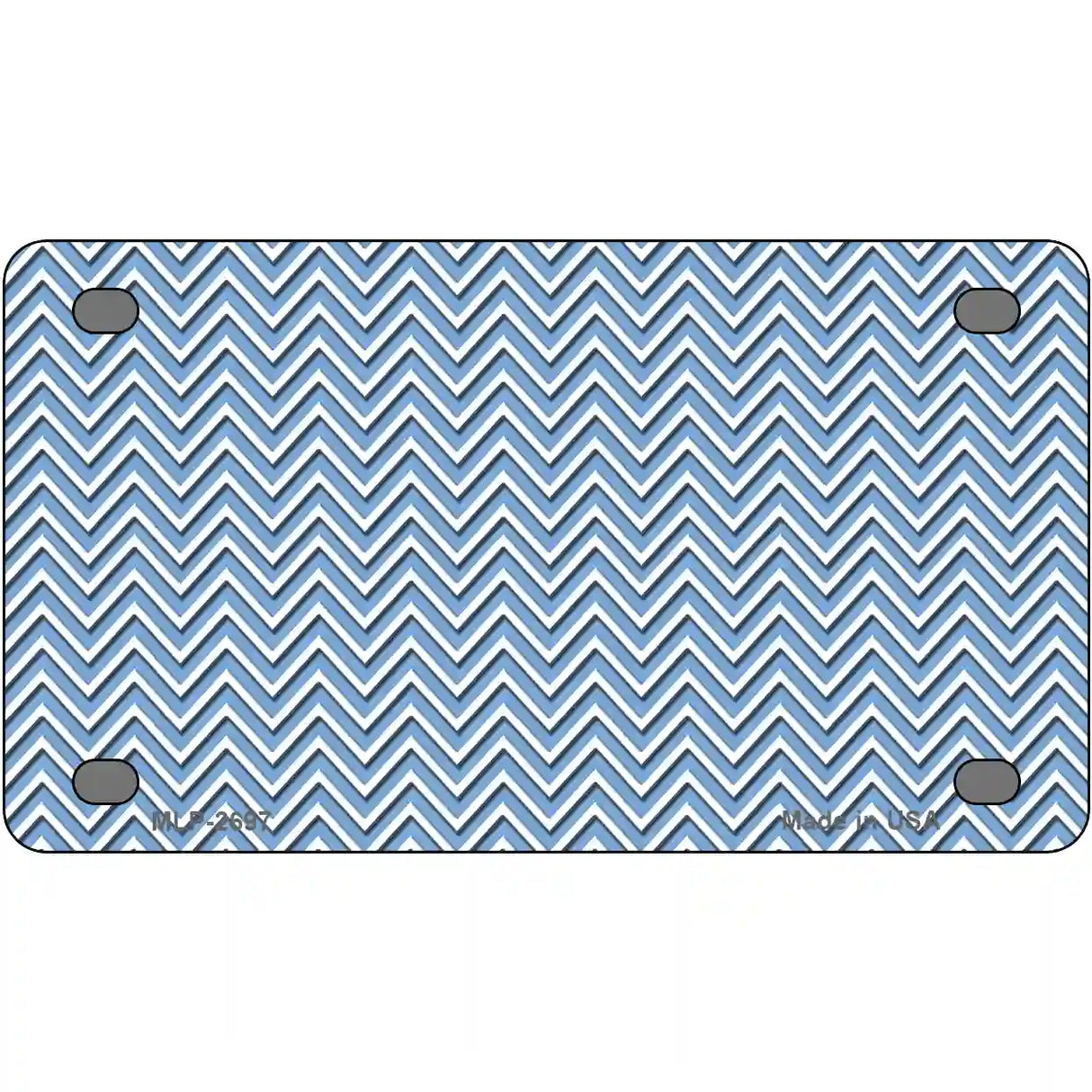 Light Blue White Chevron Metal Novelty License Plate 4" x 2.2" (MLP)