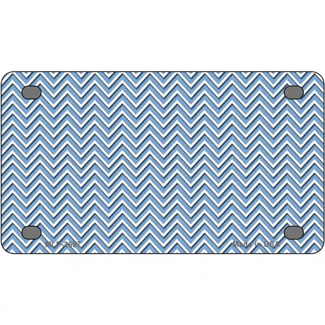 Light Blue White Chevron Metal Novelty License Plate 4" x 2.2" (MLP)