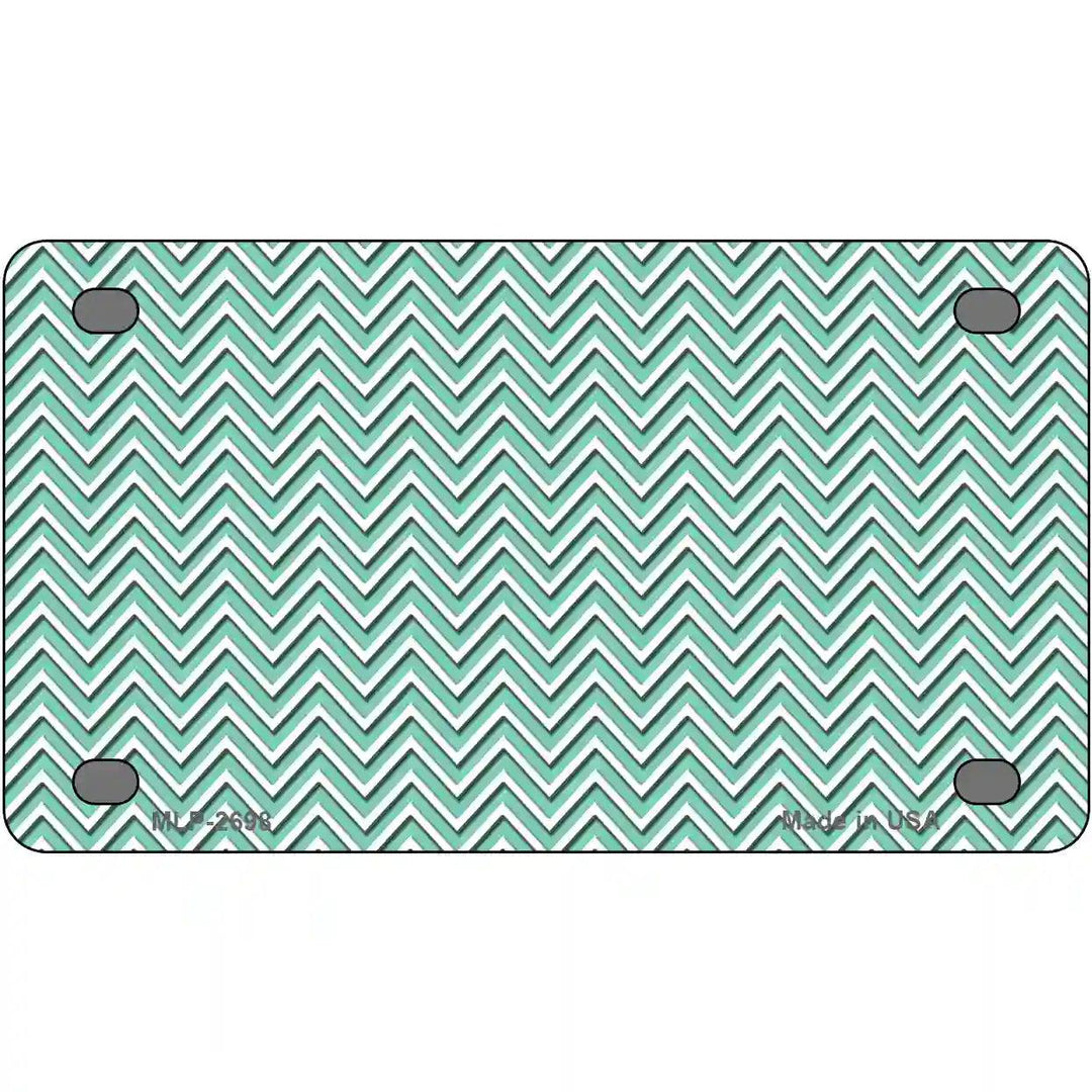 Mint White Chevron Metal Novelty License Plate 4" x 2.2" (MLP)