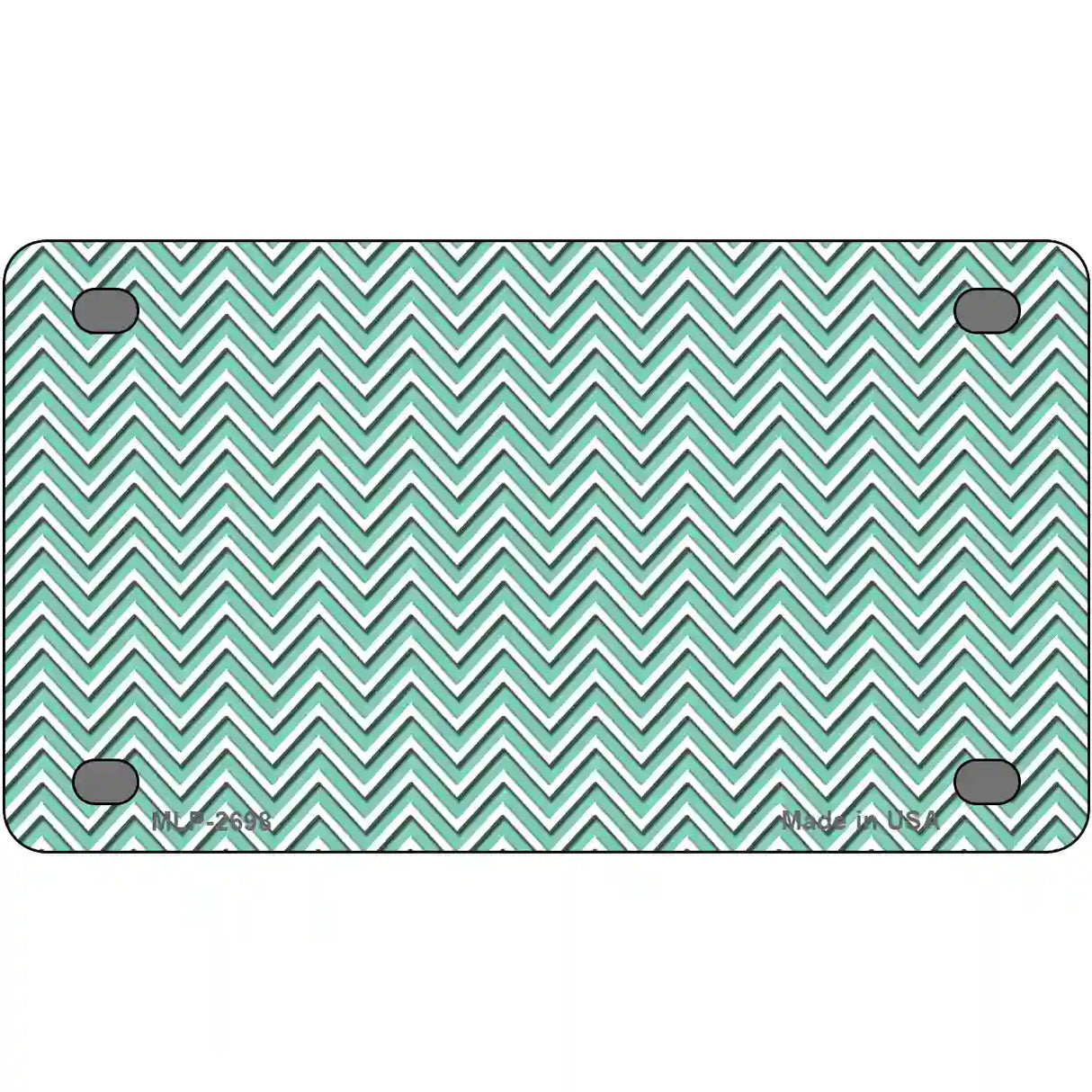 Mint White Chevron Metal Novelty License Plate 4" x 2.2" (MLP)