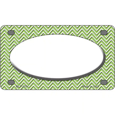 Lime Green White Chevon White Center Oval Metal Novelty License Plate 4" x 2.2" (MLP)