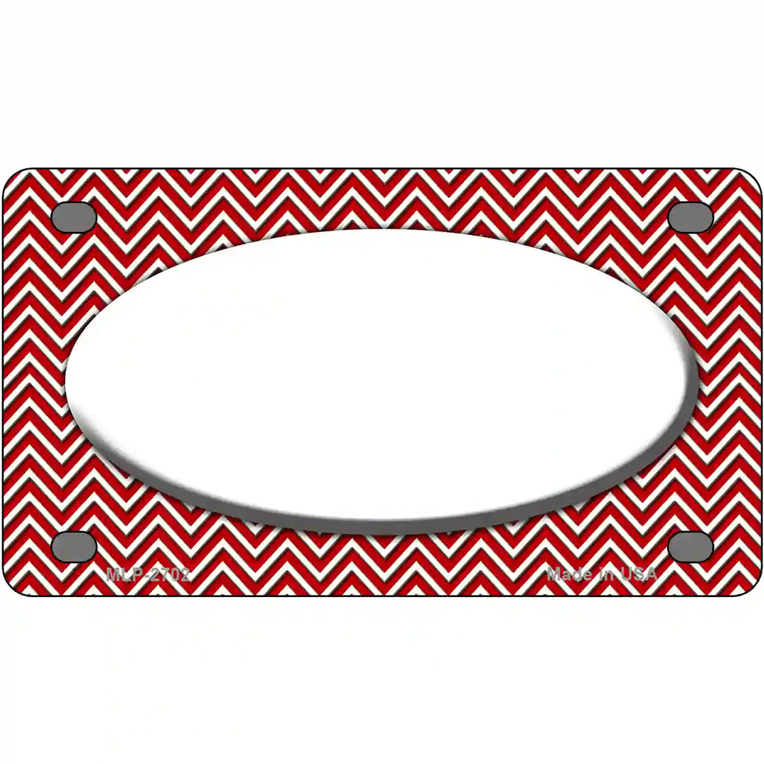 Red White Chevon White Center Oval Metal Novelty License Plate 4" x 2.2" (MLP)
