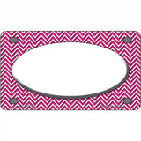 Pink White Chevon White Center Oval Metal Novelty License Plate 4" x 2.2" (MLP)