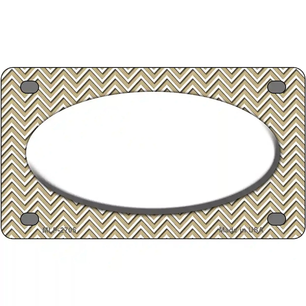 Gold White Chevon White Center Oval Metal Novelty License Plate 4" x 2.2" (MLP)