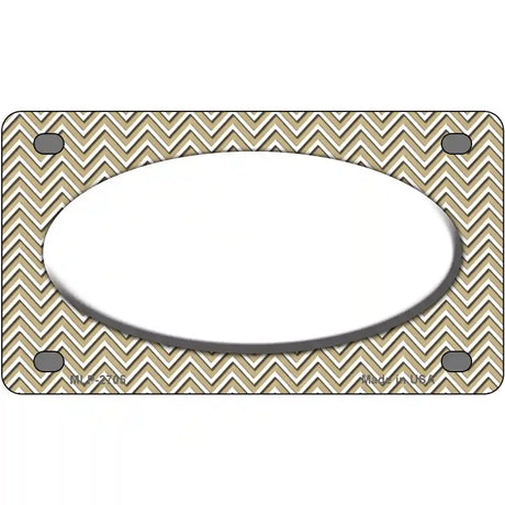 Gold White Chevon White Center Oval Metal Novelty License Plate 4" x 2.2" (MLP)