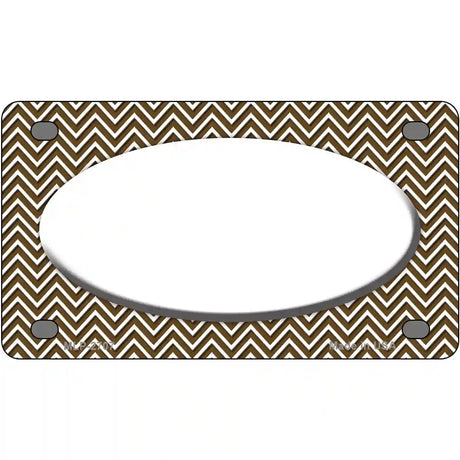 Brown White Chevon White Center Oval Metal Novelty License Plate 4" x 2.2" (MLP)