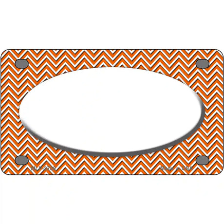 Orange White Chevon White Center Oval Metal Novelty License Plate 4" x 2.2" (MLP)