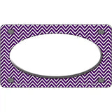 Purple White Chevon White Center Oval Metal Novelty License Plate 4" x 2.2" (MLP)