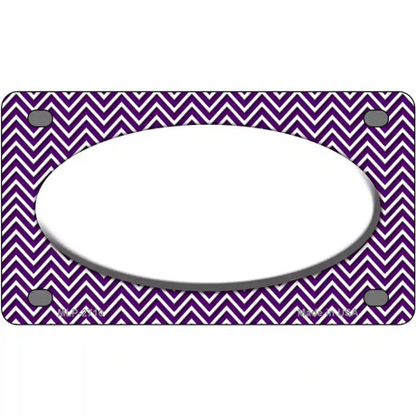 Purple White Chevon White Center Oval Metal Novelty License Plate 4" x 2.2" (MLP)